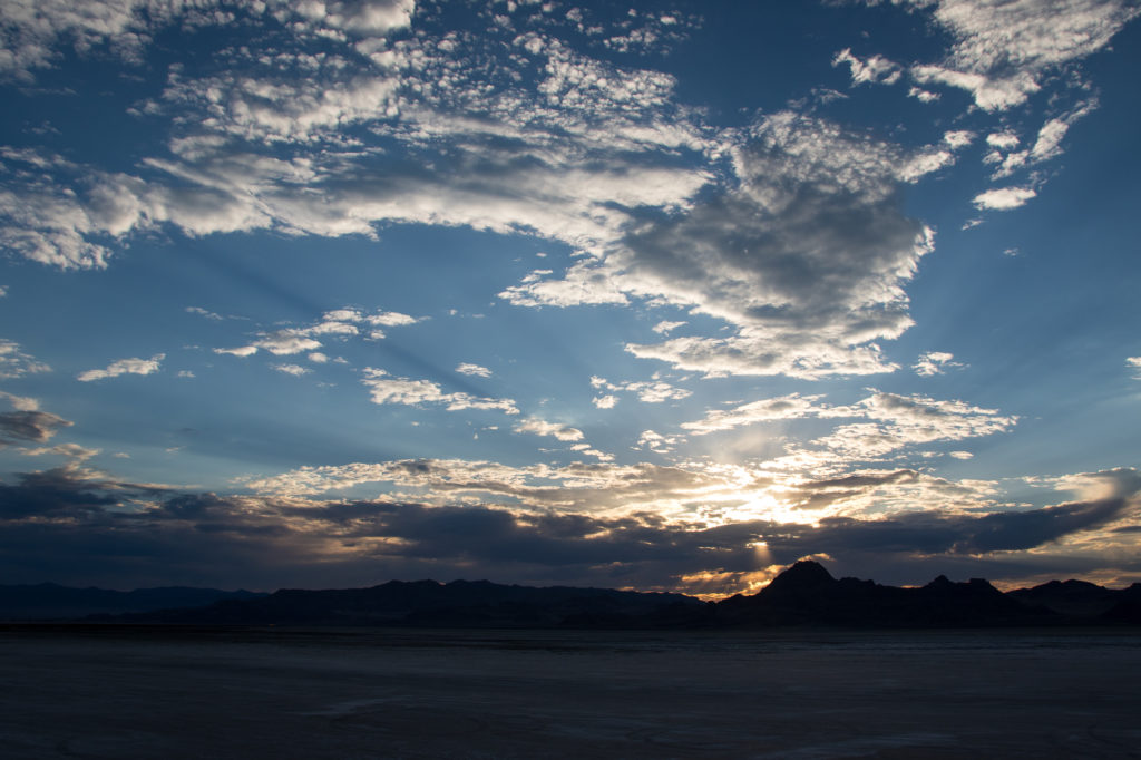 Sunset over Bonneville Salt Flats